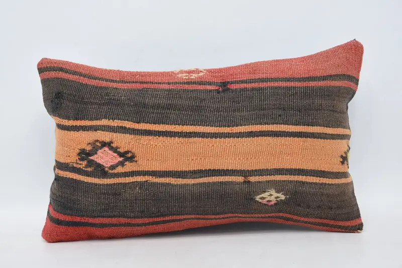 Seat Cushion, Pillow Sham, 12x20 Brown Pillow, Colorful Pillow, Muted Pillow Case, Kilim Pillow Cover, Ethnical Kilim Rug Pillow, Pillow for Couch - 1