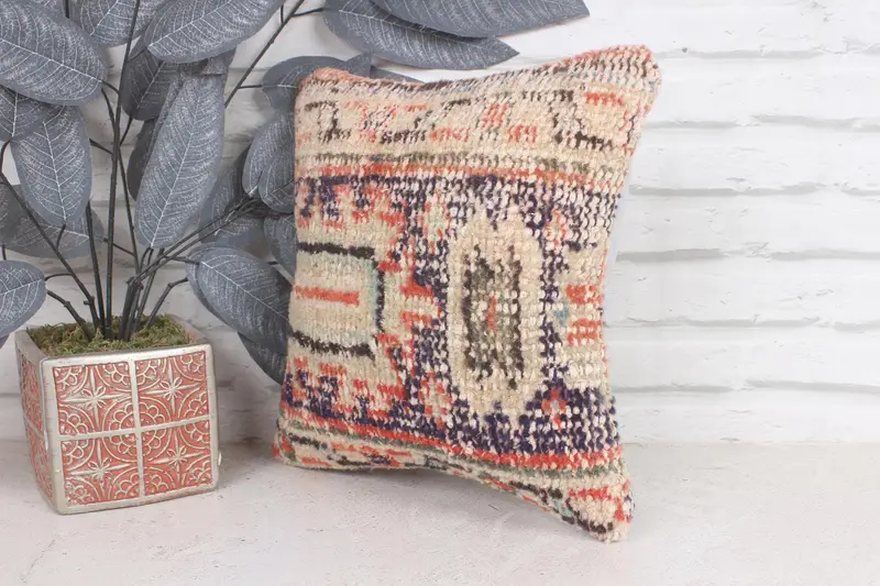 Boho Throw Cushion Case, Pillow Sham, Kilim Pillow, Outdoor Throw Pillow, 12x12 Blue Pillow Case, Antique Pillows, Pillow for Couch - 3
