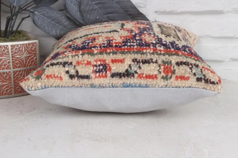 Boho Throw Cushion Case, Pillow Sham, Kilim Pillow, Outdoor Throw Pillow, 12x12 Blue Pillow Case, Antique Pillows, Pillow for Couch - 5