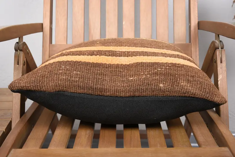 Turkish Bench Cushion, Boho Pillow, Turkish Pillow, Bohemian Cushion Pillow, Boho Pillow Sham Cover, Pillow Sham, 18x18 Brown Pillow Case - 5