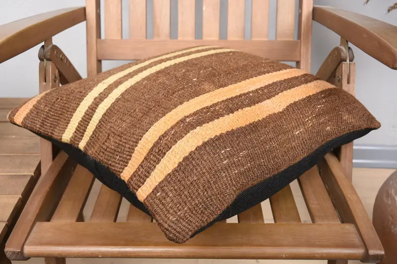 Turkish Bench Cushion, Boho Pillow, Turkish Pillow, Bohemian Cushion Pillow, Boho Pillow Sham Cover, Pillow Sham, 18x18 Brown Pillow Case - 4
