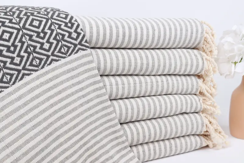 Custom Beach Towel, Personalized Turkish Cotton Dark Gray, 38x75 Inches