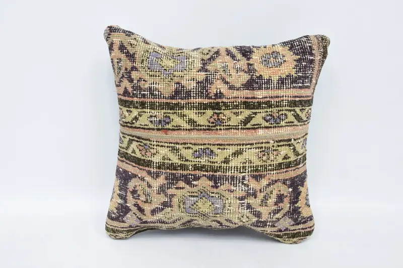 Sofa Cushion, 16x16 Beige Pillow Cover, Turkish Kilim Pillow, Vintage Kilim Throw Pillow, Ethnical Kilim Rug Pillow, Pillow Case - 1