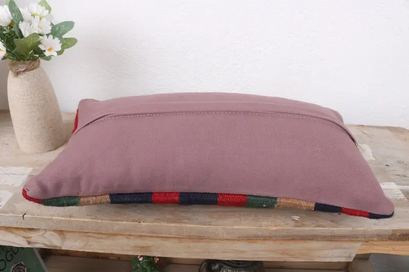 Turkish Pillow, Kilim Pillow Cover, Cushion, Boho Pillow Sham Cover, Office Chair Cushion Case, 8x16 Red Cushion, Chair Pillow Sham - 7