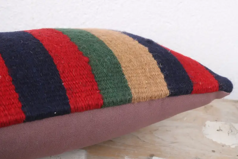 Turkish Pillow, Kilim Pillow Cover, Cushion, Boho Pillow Sham Cover, Office Chair Cushion Case, 8x16 Red Cushion, Chair Pillow Sham - 6