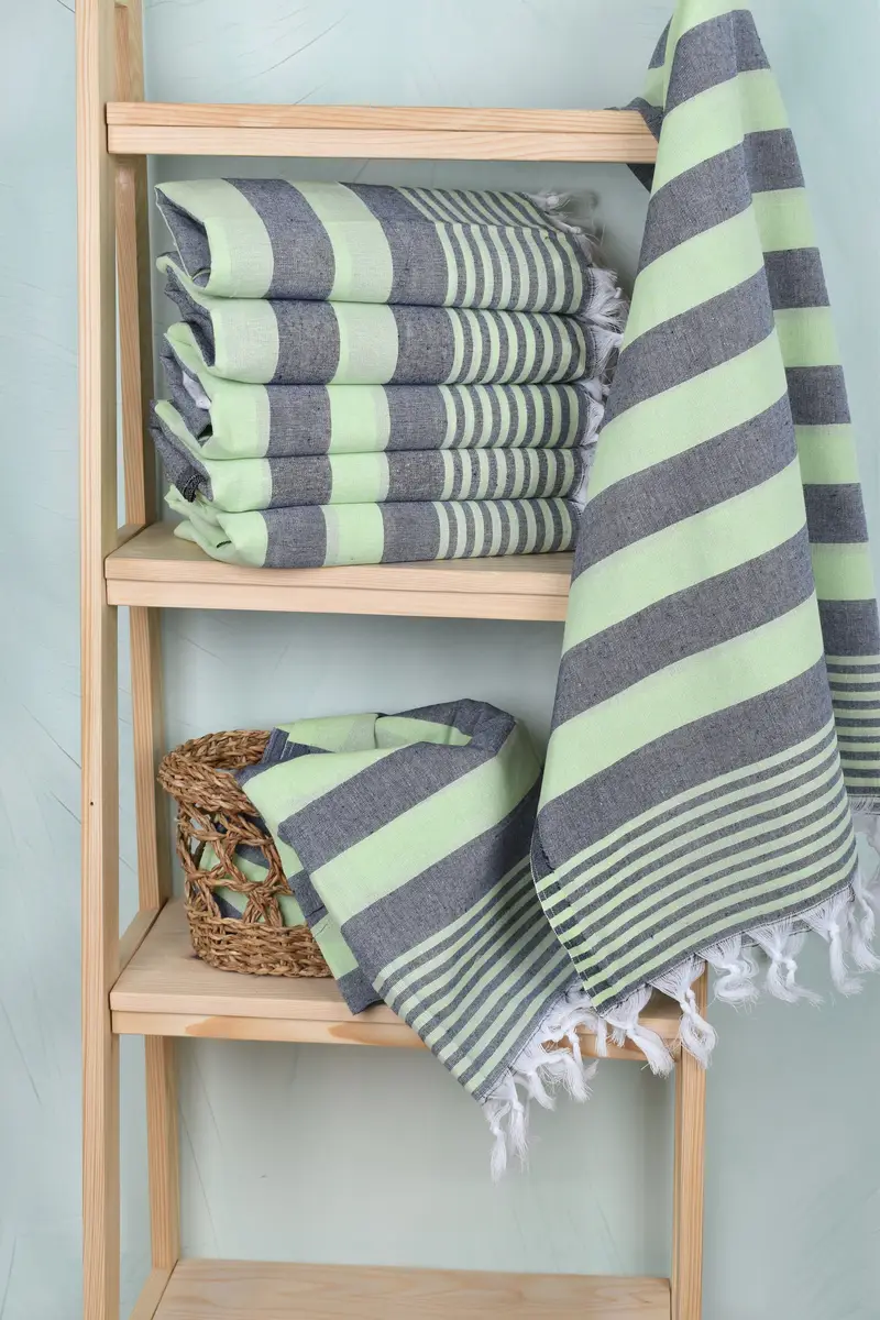 Best Wedding Gift, Anniversary Gift For Her, Large Turkish Towel, Monogram Beach Towel, Personalized Turkish Towel, 68x36 Cotton Striped Towel - 3