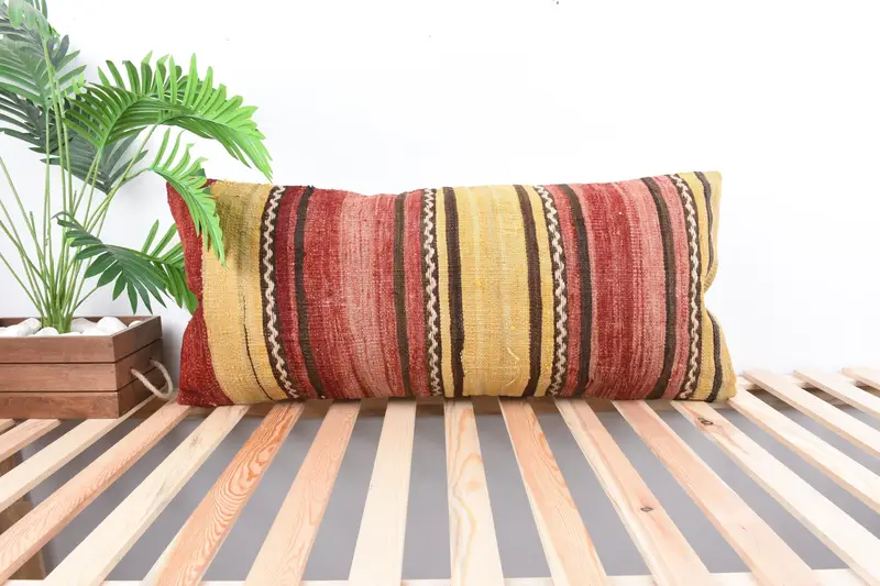 Gift Pillow, 16x36 Red Cushion Cover, Meditation Cushion Cover, Cushion, Interior Designer Pillow, Boho Pillow, Bright Pillow Sham - 1