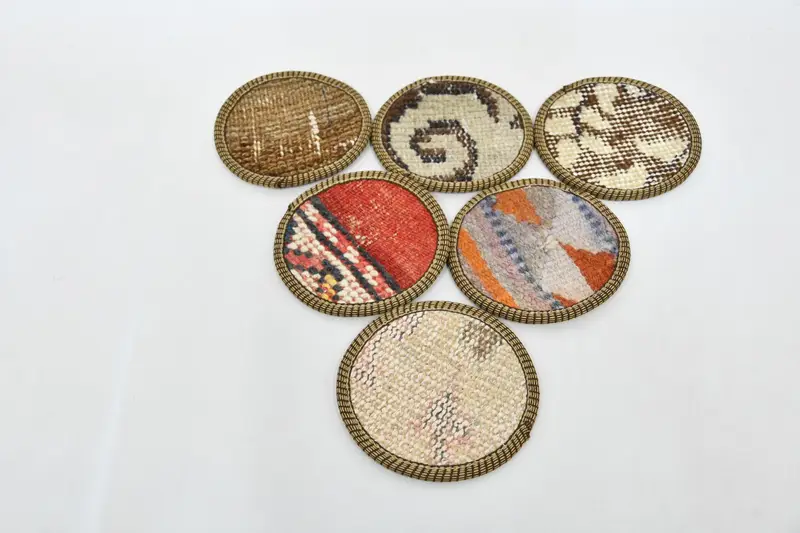 Bohemian Pattern, Round Orange and Beige Coaster, Coaster