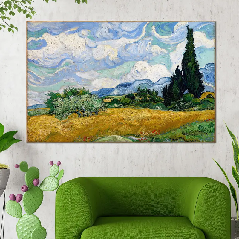 Impresión en lienzo elegante de la naturaleza del paisaje de Van Gogh - Decoración vibrante