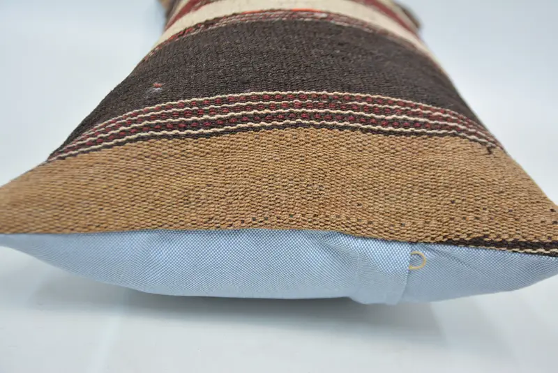Brown & Red Embroidered Pillow, 12x24 Inches Rectangle Throw Pillow - 5