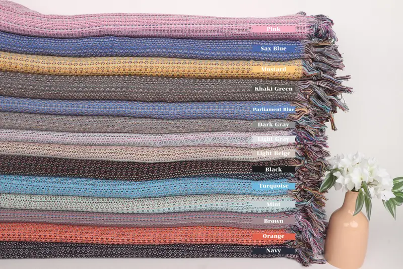 Turkish Blanket, Bridesmaid Favors, Turkish Bedcover, Wedding Hand Made Gift, Custom Blanket, Monogram Blanket, 90x88 Cotton Colorful Diamond Towel - 1