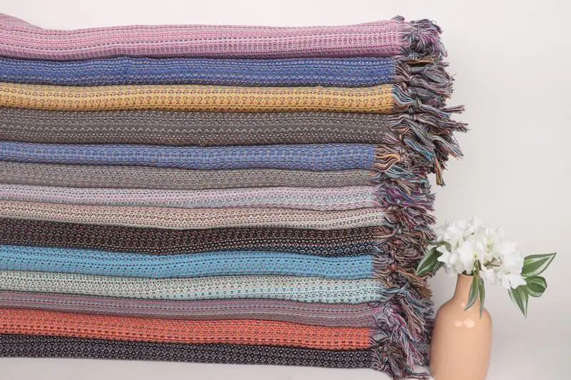 Turkish Blanket, Bridesmaid Favors, Turkish Bedcover, Wedding Hand Made Gift, Custom Blanket, Monogram Blanket, 90x88 Cotton Colorful Diamond Towel - 2