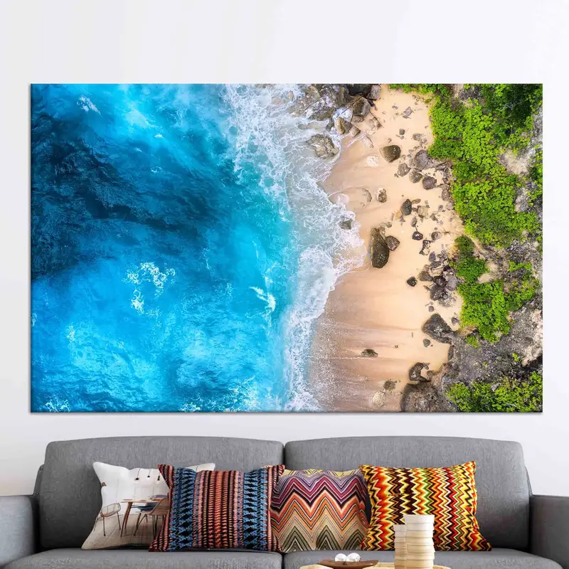 エレガントな海景キャンバス: 海の波と熱帯の地平線