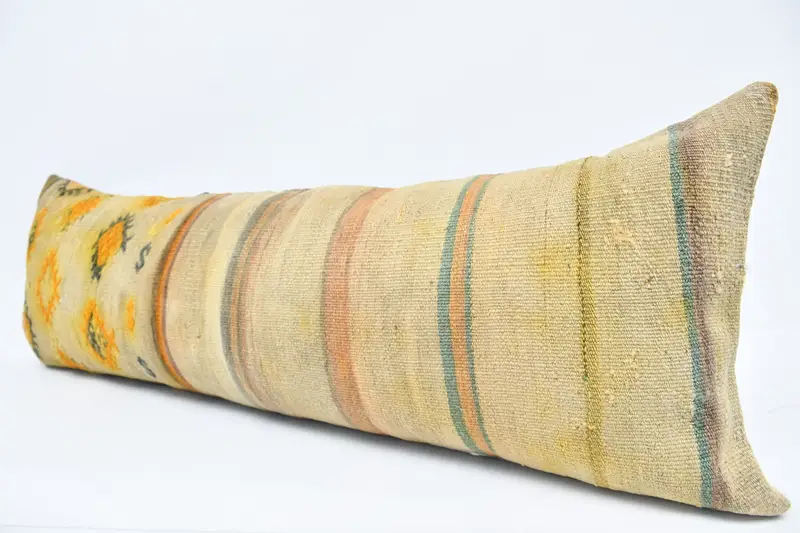 Kilim Pillow Cover, 16x48 Beige Pillow Cover, Vintage Kilim Throw Pillow, Boho Pillow, Cushion, Floor Pillow, Authentic Pillow Sham - 4