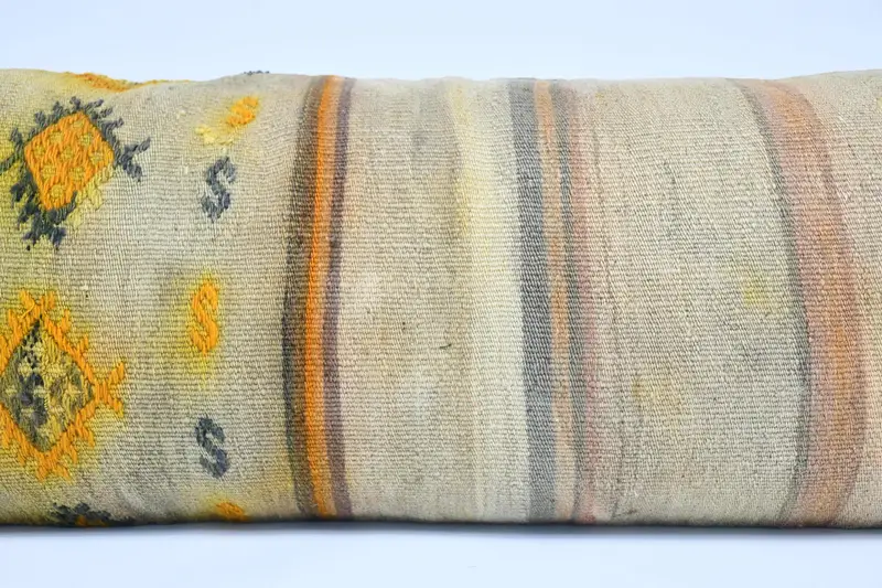 Kilim Pillow Cover, 16x48 Beige Pillow Cover, Vintage Kilim Throw Pillow, Boho Pillow, Cushion, Floor Pillow, Authentic Pillow Sham - 2