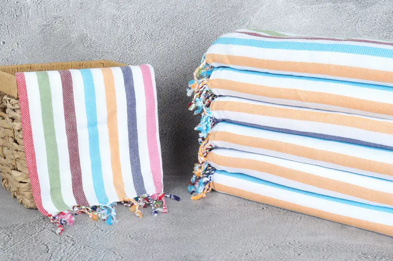 Personalized Bridesmaid Gift, Gift Boxes Towel, 70x40 Cotton Striped Towel, Lightweight Turkish towel, Family Gift Basket, Custom Beach Towel - 3