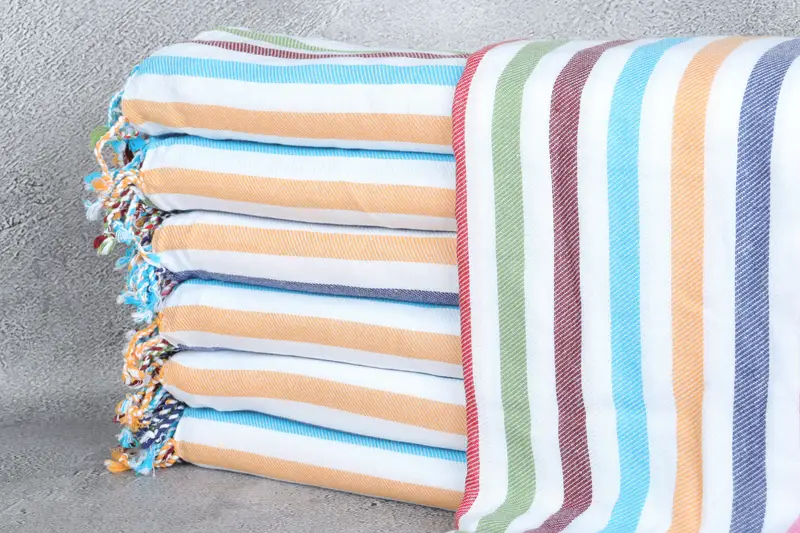 Personalized Bridesmaid Gift, Gift Boxes Towel, 70x40 Cotton Striped Towel, Lightweight Turkish towel, Family Gift Basket, Custom Beach Towel - 1
