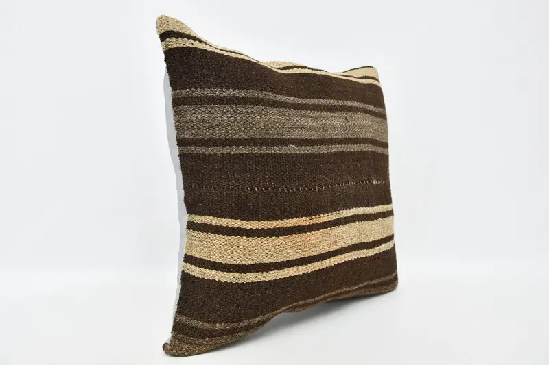 20x20 Brown Pillow Case, Handmade Rug Seat Pillow Sham, Boho Chic Cushion Case, Antique Pillows, Vintage Kilim Pillow, Boho Pillow, Pillow - 3