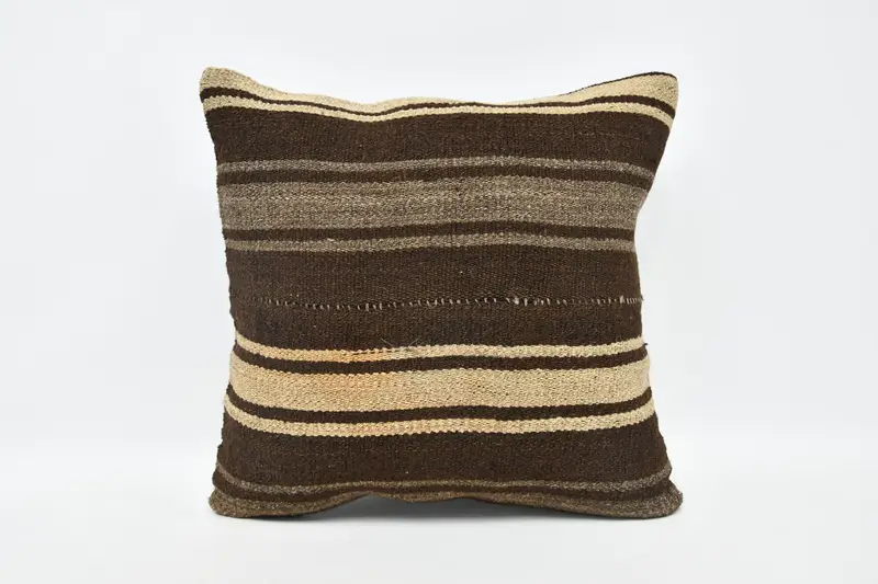 20x20 Brown Pillow Case, Handmade Rug Seat Pillow Sham, Boho Chic Cushion Case, Antique Pillows, Vintage Kilim Pillow, Boho Pillow, Pillow - 1