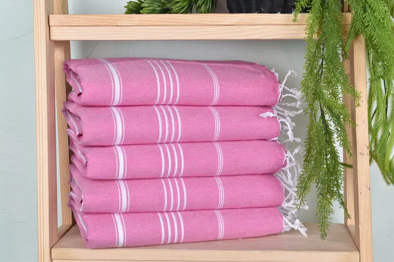 Wedding Gifts Towel Fuchsia Cotton Striped, 40x71 Inches