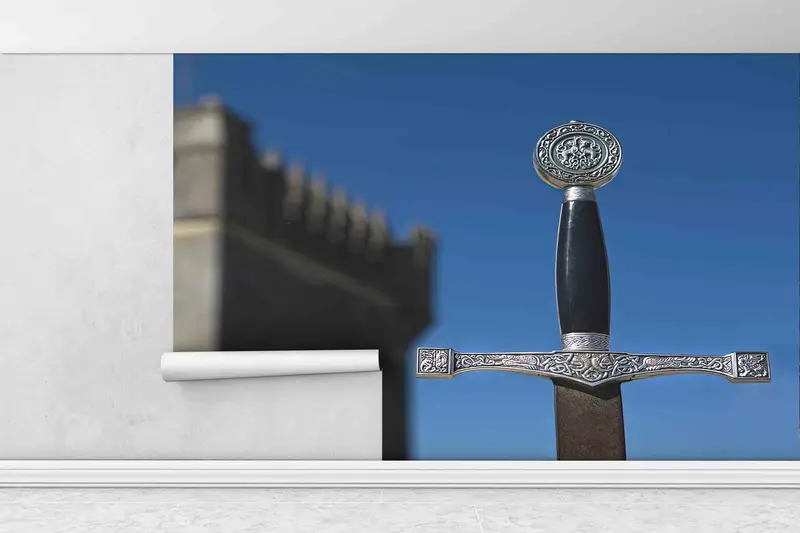 3D Wall Mural, View Mural, Sword in The Stone Wall Stickers, Art Deco Wallpaper, Excalibur Wall Poster, Merlin Wall Paper, 3D Papercraft, - 8