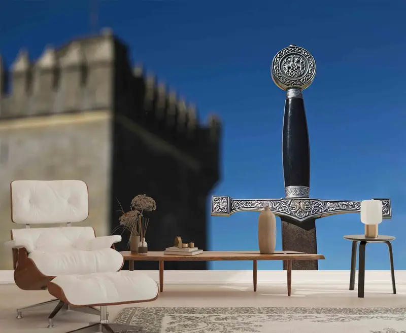 3D Wall Mural, View Mural, Sword in The Stone Wall Stickers, Art Deco Wallpaper, Excalibur Wall Poster, Merlin Wall Paper, 3D Papercraft, - 10