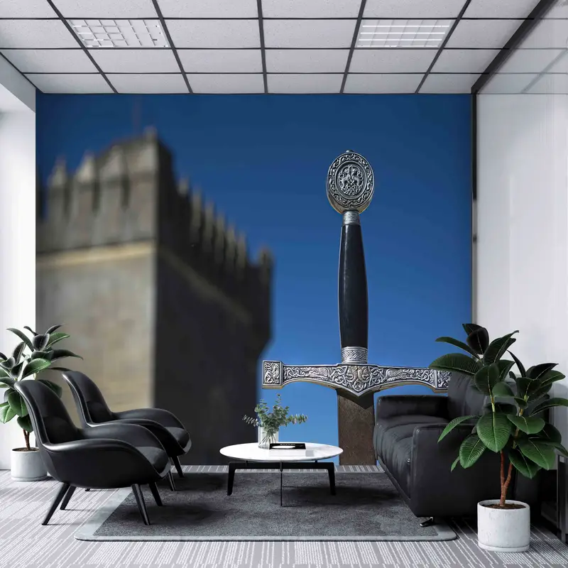 3D Wall Mural, View Mural, Sword in The Stone Wall Stickers, Art Deco Wallpaper, Excalibur Wall Poster, Merlin Wall Paper, 3D Papercraft, - 3