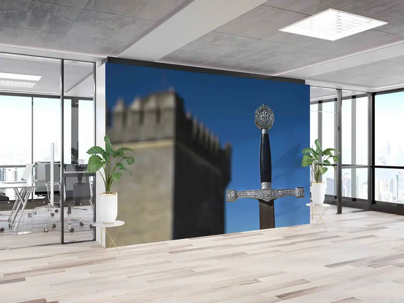 3D Wall Mural, View Mural, Sword in The Stone Wall Stickers, Art Deco Wallpaper, Excalibur Wall Poster, Merlin Wall Paper, 3D Papercraft, - 1