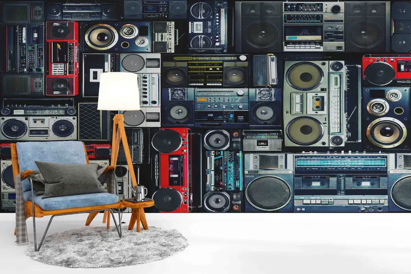 Vintage Radyo Kaset Baskılı Duvar Kağıdı: Retro Elegance Ortaya Çıktı