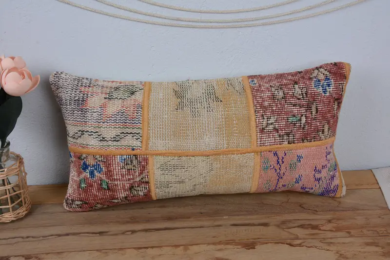 Neutral Pillow Case, Gift Pillow, Cushion Cover, Vintage Kilim Throw Pillow, Kilim Pillow Cover, 12x24 Beige Pillow Case, Pet Pillow Sham - 2