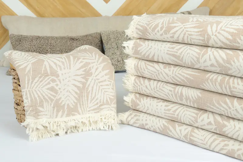 100x80 Cotton Floral Patterned Towel, Woven Blanket, Bohemian Bedspread, Turkish Blanket, Wedding Gift Customized Blanket, Monogram Blanket - 4