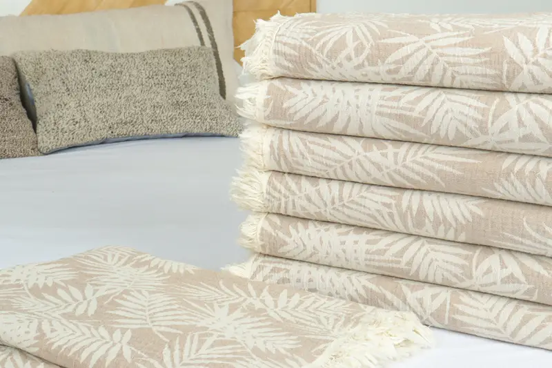 100x80 Cotton Floral Patterned Towel, Woven Blanket, Bohemian Bedspread, Turkish Blanket, Wedding Gift Customized Blanket, Monogram Blanket - 3