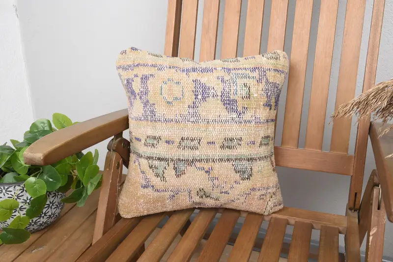 Oranges besticktes Southwestern-Wurfkissen, handgefertigtes Vintage-Kissen