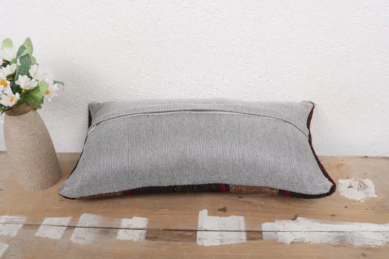 Boho Chic Pillow Cover, Nomadic Pillow, Gift Pillow, Cushion Cover, Home Decor Pillow, Ottoman Pillow, Turkish Pillow, 8x16 Brown Cushion Case - 7