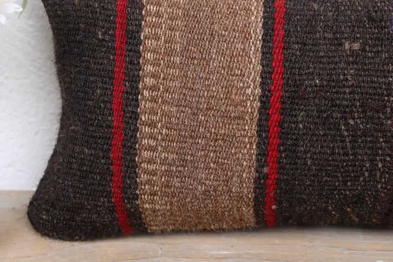 Boho Chic Pillow Cover, Nomadic Pillow, Gift Pillow, Cushion Cover, Home Decor Pillow, Ottoman Pillow, Turkish Pillow, 8x16 Brown Cushion Case - 3