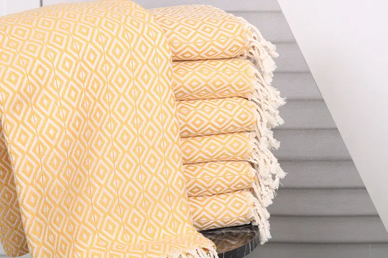 Custom Wedding Gifts Mustard Diamond Beach Towel, 40x71 Inches