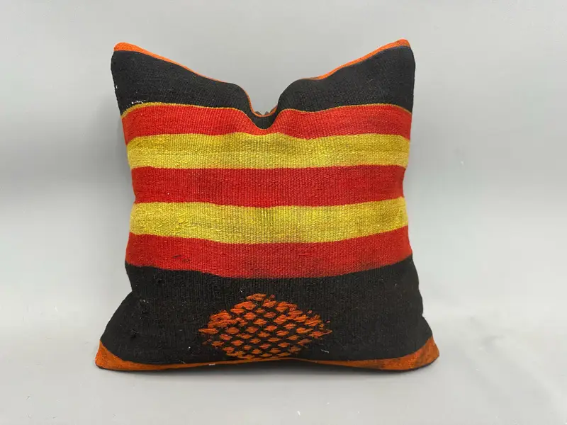 18x18 Red Cushion Cover, Turkish Pillow, Cushion Case, Kilim Pillow Cover, Pillow for Couch, Garden Cushion Case, Boho Chic Cushion Case - 1