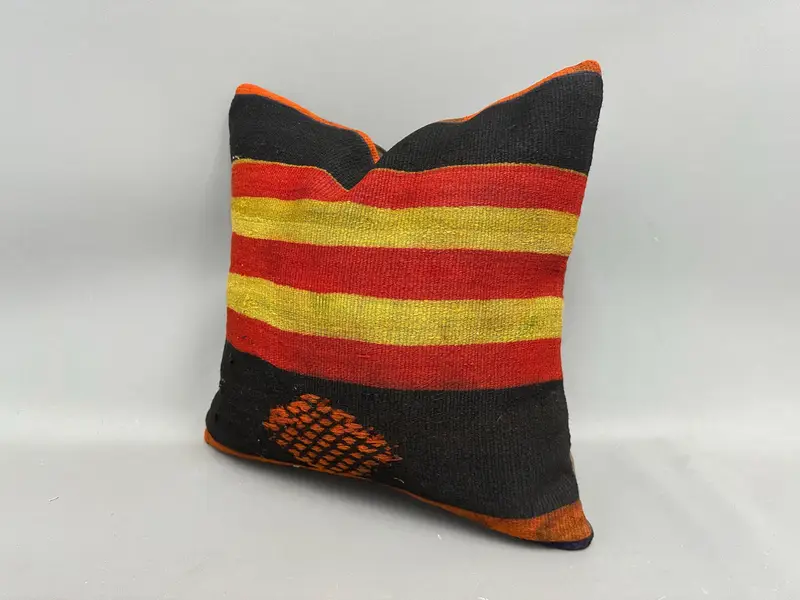 18x18 Red Cushion Cover, Turkish Pillow, Cushion Case, Kilim Pillow Cover, Pillow for Couch, Garden Cushion Case, Boho Chic Cushion Case - 3