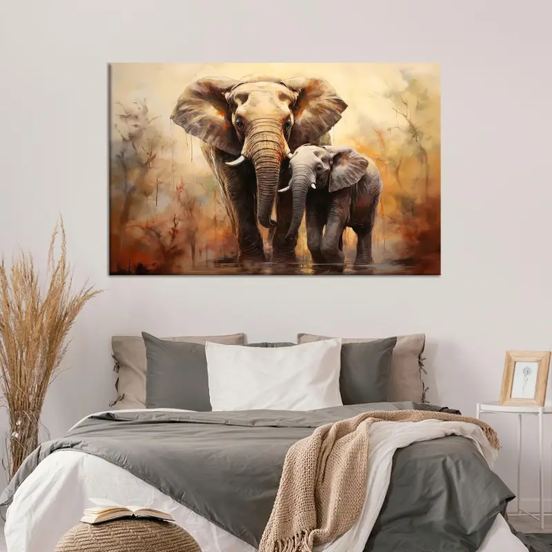 Elegant Elephant Canvas: Modern Wild Animal Gift for Mother