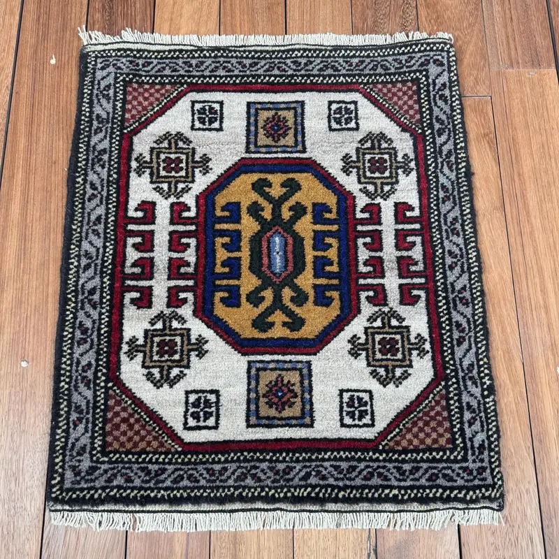 1.6x1.9 ft Vintage Turkish Rug, Small Rug, Oushak Red Wool Rug - 1
