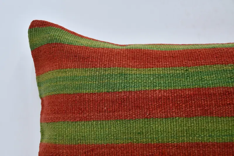 Pillow Sham, Boho Pillow, Nautical Throw Cushion Cover, Pillow for Couch, 16x36 Red Cushion Cover, Kilim Pillow, Kilim Rug Cushion Case - 2