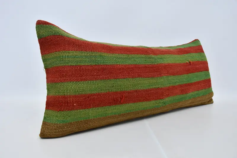 Pillow Sham, Boho Pillow, Nautical Throw Cushion Cover, Pillow for Couch, 16x36 Red Cushion Cover, Kilim Pillow, Kilim Rug Cushion Case - 3