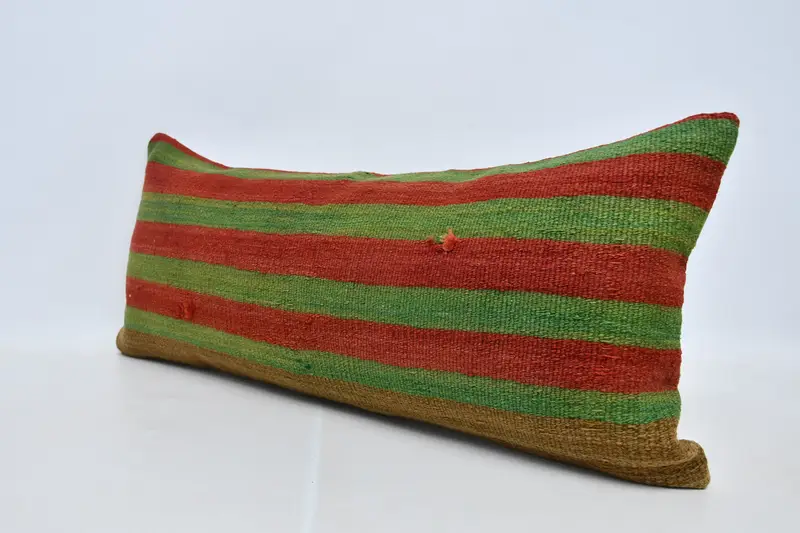 Pillow Sham, Boho Pillow, Nautical Throw Cushion Cover, Pillow for Couch, 16x36 Red Cushion Cover, Kilim Pillow, Kilim Rug Cushion Case - 4