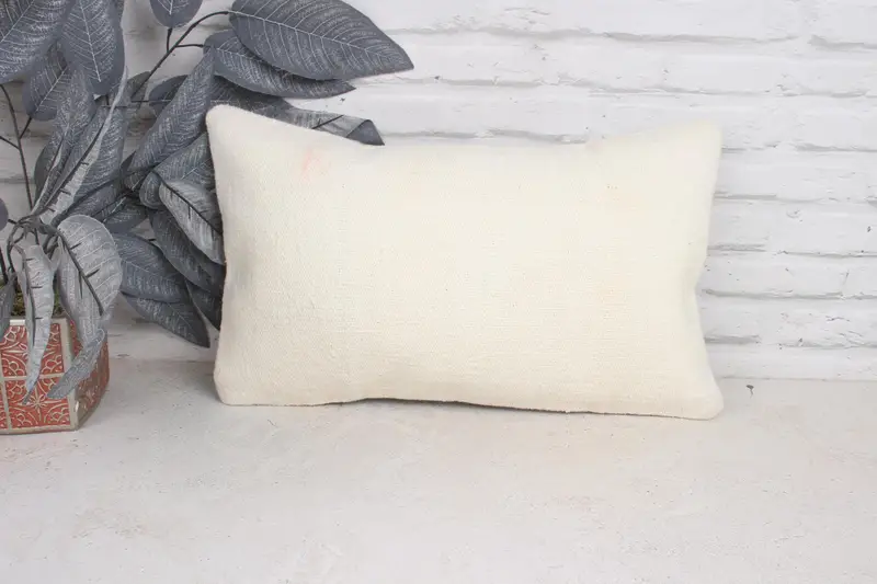 Cushion Cover, Vintage Throw Pillow Sham, 12x20 White Cushion Cover, Vintage Pillow, Throw Kilim Pillow, Antique Pillows, Car Pillow Cover - 1