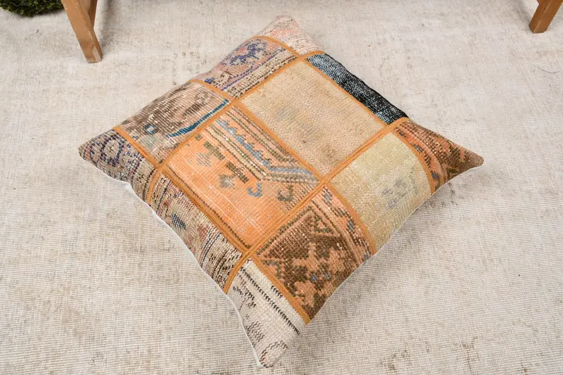 24x24 Blue Pillow Cover, Throw Kilim Pillow, Bright Cushion, Chair Pillow Sham, Traditional Cushion, Pillow Cover, Gift Pillow, Pillow for Couch - 8