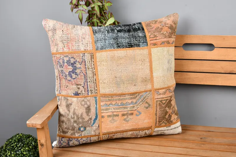 24x24 Blue Pillow Cover, Throw Kilim Pillow, Bright Cushion, Chair Pillow Sham, Traditional Cushion, Pillow Cover, Gift Pillow, Pillow for Couch - 1