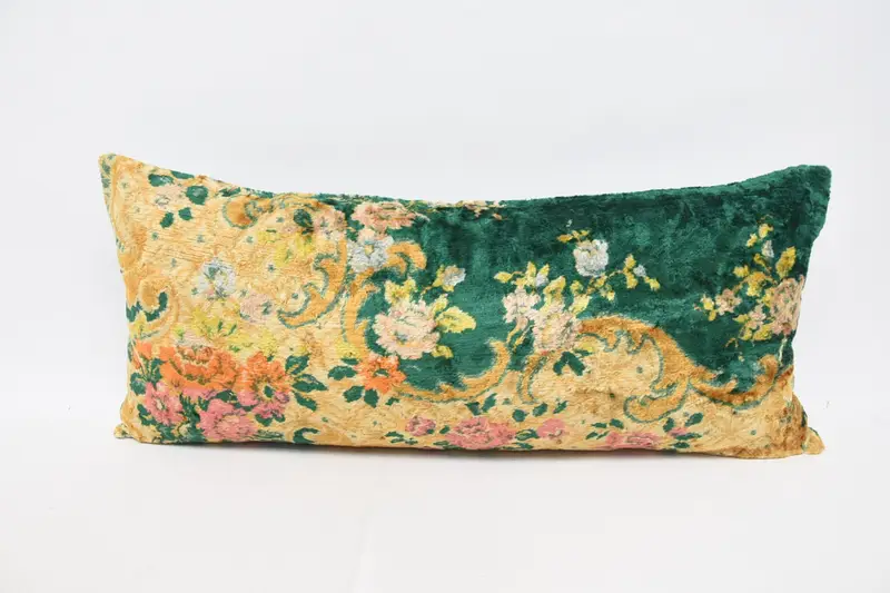 16x36 Yellow Cushion, Turkish Kilim Pillow, Vintage Kilim Pillow, Ethnical Kilim Rug Pillow, Bolster Cushion Cover, Accent Pillow, Pillow - 1