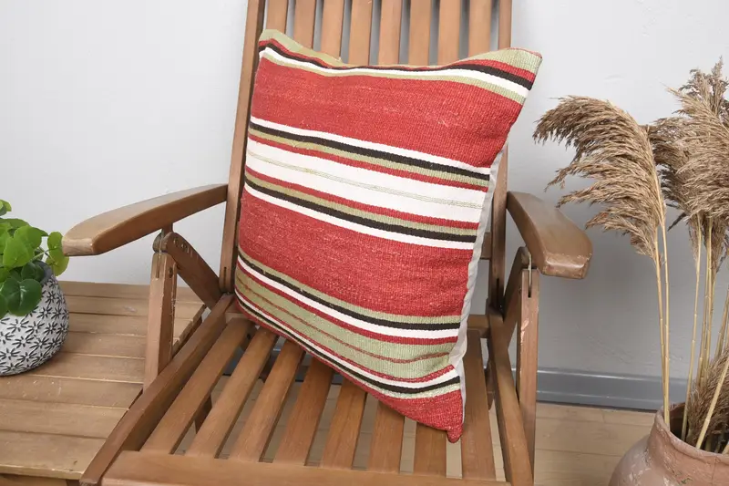 20x20 Red Pillow, Interior Designer Pillow, Aztec Cushion Case, Pillow Cover, Kilim Pillow Cover, Antique Pillows, Traditional Pillow Case - 3