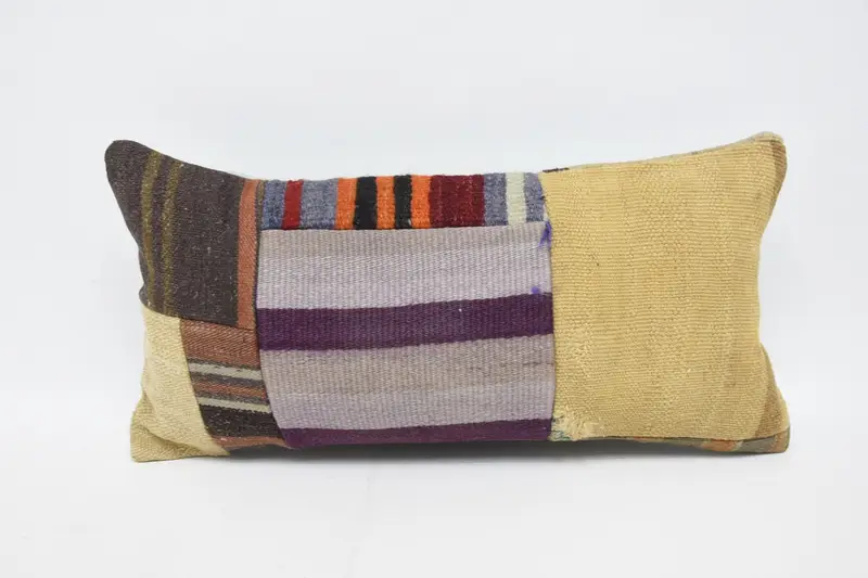 Beige Rectangle Throw Cushion, Antique Striped 30x60 cm Cushion Cover - 1