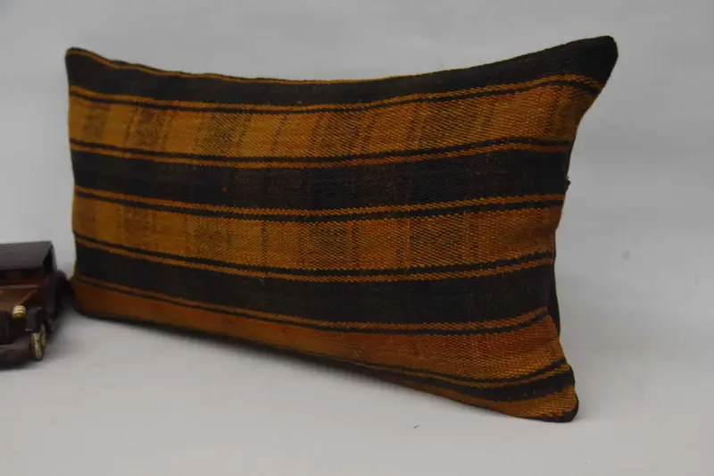 Pillow Case, Boho Pillow, Colorful Pillow Cover, 12x24 Orange Pillow Sham, Vintage Pillow, Ethnical Kilim Rug Pillow, Car Cushion Case - 3